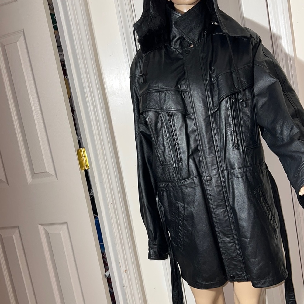 USA  leather coat size small black